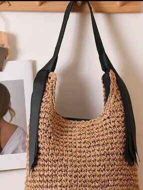 NWT Woven Bucket Bag In Black